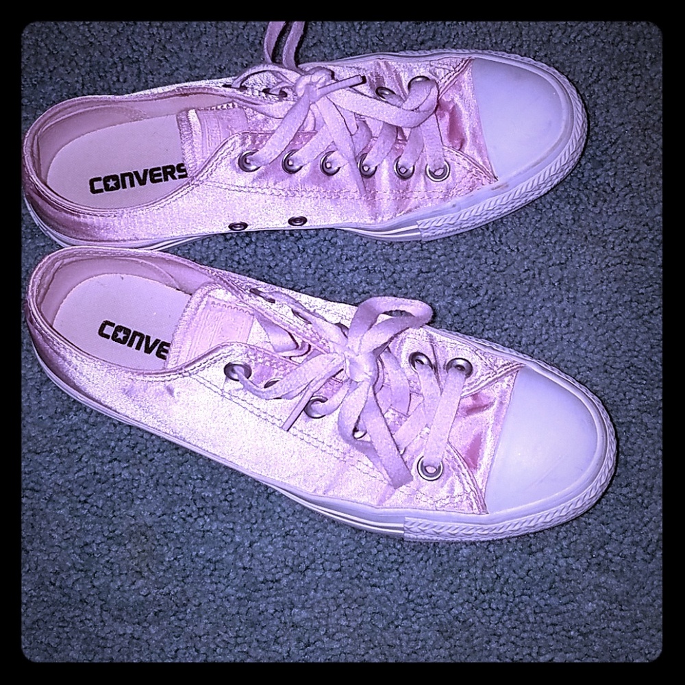 Converse pink satin sneakers